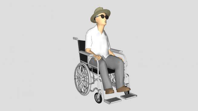 坐轮椅的老人SU模型下载_sketchup草图大师SKP模型