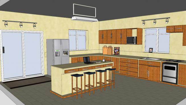 现代厨房家具装修SU模型下载_sketchup草图大师SKP模型