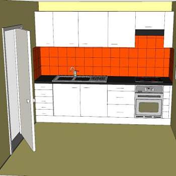 图卢兹一字厨房SU模型下载_sketchup草图大师SKP模型