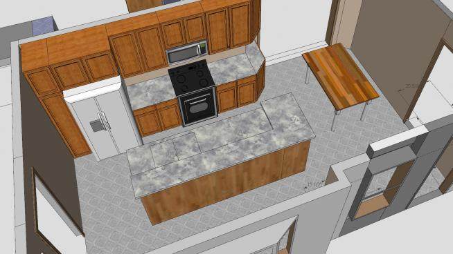 现代家居一字型厨房SU模型下载_sketchup草图大师SKP模型