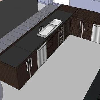 家装现代U型厨房SU模型下载_sketchup草图大师SKP模型