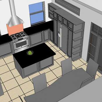 现代岛型厨房SU模型下载_sketchup草图大师SKP模型