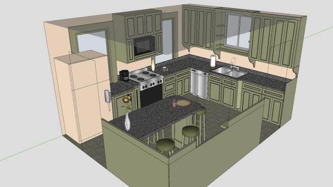 厨房简易设计SU模型下载_sketchup草图大师SKP模型