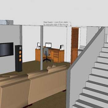 地下室改造装修SU模型下载_sketchup草图大师SKP模型