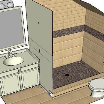 现代风格卫浴装修SU模型下载_sketchup草图大师SKP模型