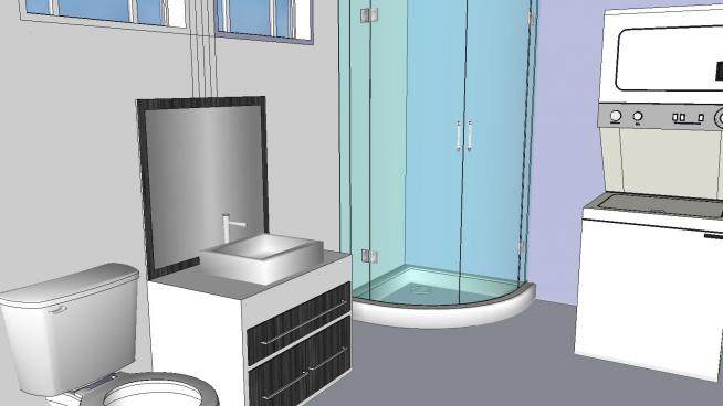 现代小简单浴室SU模型下载_sketchup草图大师SKP模型