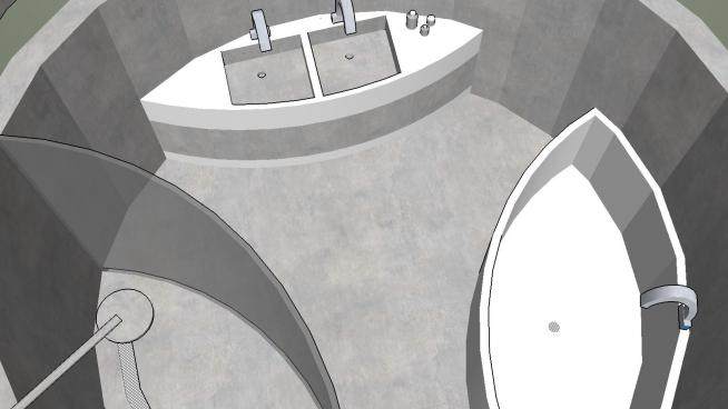 圆形卫生间浴室SU模型下载_sketchup草图大师SKP模型