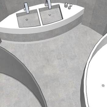 圆形卫生间浴室SU模型下载_sketchup草图大师SKP模型