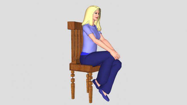 椅子上的女人SU模型下载_sketchup草图大师SKP模型