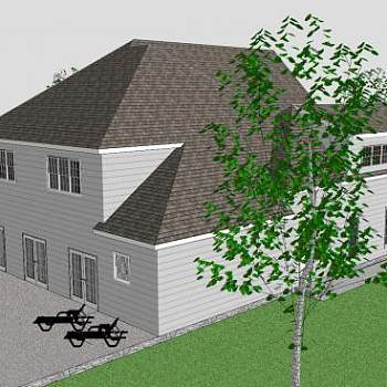 欧式房子建筑外观SU模型下载_sketchup草图大师SKP模型