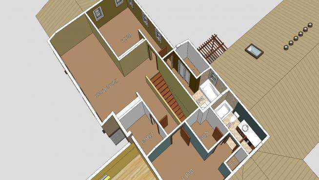 拱顶设计二楼二居室SU模型下载_sketchup草图大师SKP模型