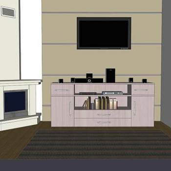 客厅装修壁炉摆件SU模型下载_sketchup草图大师SKP模型