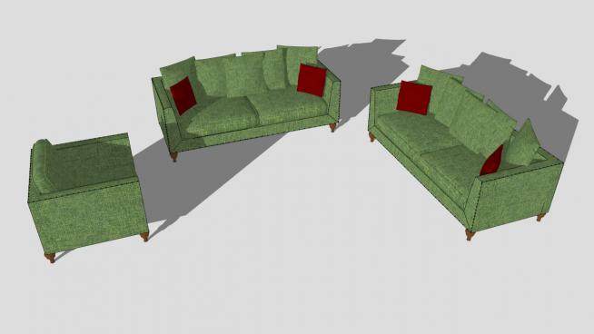 绿色组合沙发SU模型下载_sketchup草图大师SKP模型
