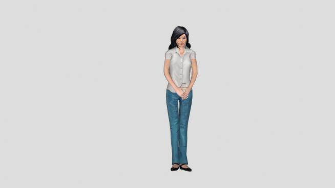 站着的3D女人SU模型下载_sketchup草图大师SKP模型