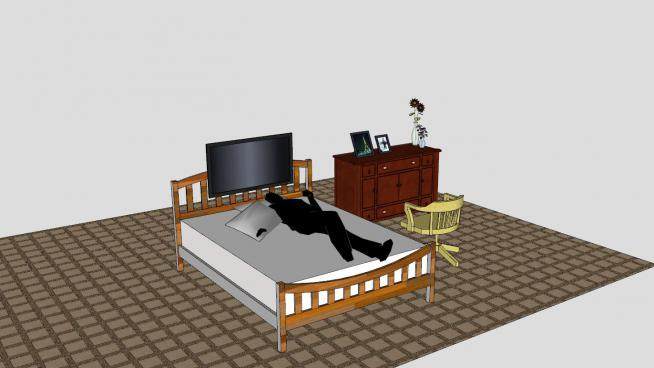 卧室床上的人SU模型下载_sketchup草图大师SKP模型