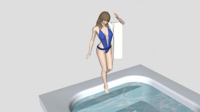 按摩浴缸的女人SU模型下载_sketchup草图大师SKP模型