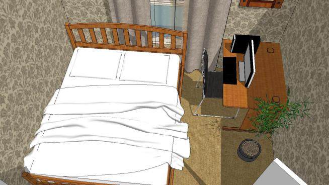 小型居室卧室SU模型下载_sketchup草图大师SKP模型