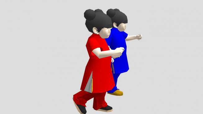 两个中国女孩SU模型下载_sketchup草图大师SKP模型