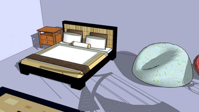 现代家居卧室装修SU模型下载_sketchup草图大师SKP模型