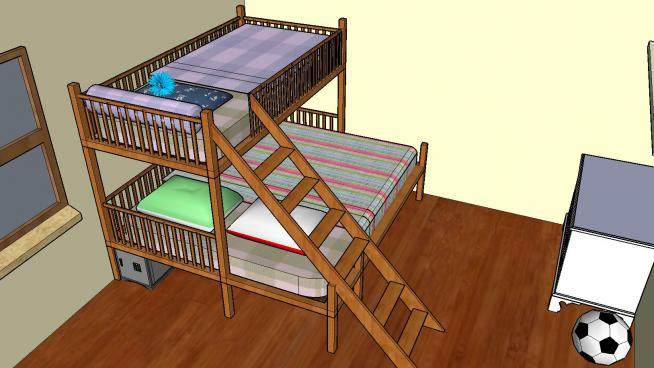 上下床儿童卧室SU模型下载_sketchup草图大师SKP模型
