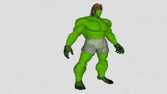 3D绿巨人角色SU模型下载_sketchup草图大师SKP模型