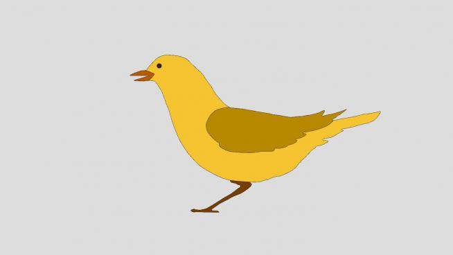 2D鸟类黄色小鸟SU模型下载_sketchup草图大师SKP模型