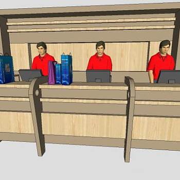 现代大厅收银员SU模型下载_sketchup草图大师SKP模型