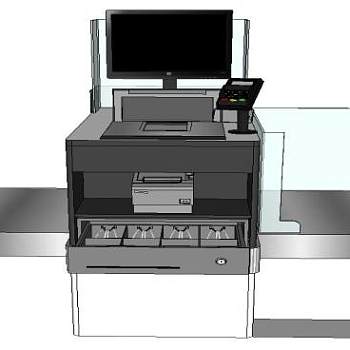 前台出纳员SU模型下载_sketchup草图大师SKP模型