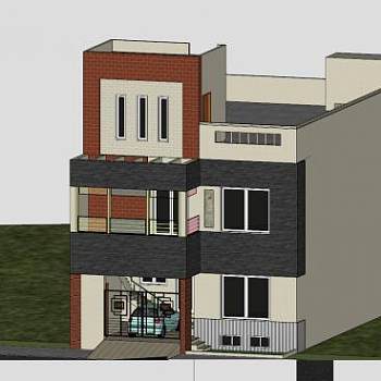 田园风格住宅楼房SU模型下载_sketchup草图大师SKP模型