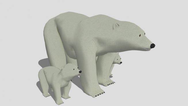母北极熊和幼崽SU模型下载_sketchup草图大师SKP模型