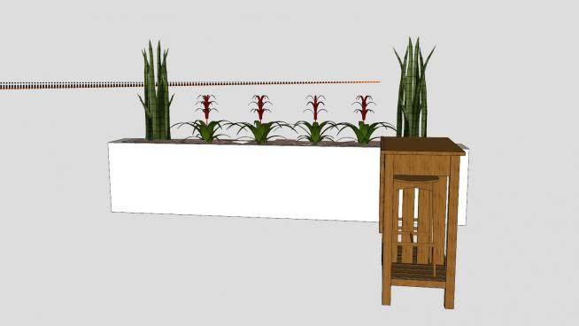 室内盆栽植物和桌椅SU模型下载_sketchup草图大师SKP模型