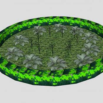 圆形花圃草本植物SU模型下载_sketchup草图大师SKP模型