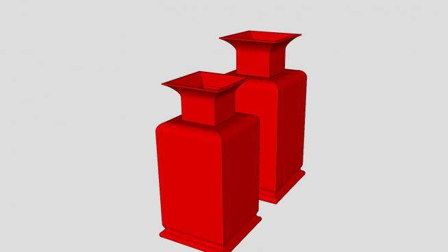红色中式花瓶SU模型下载_sketchup草图大师SKP模型
