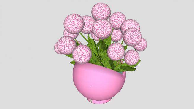 粉红花瓶和鲜花SU模型下载_sketchup草图大师SKP模型