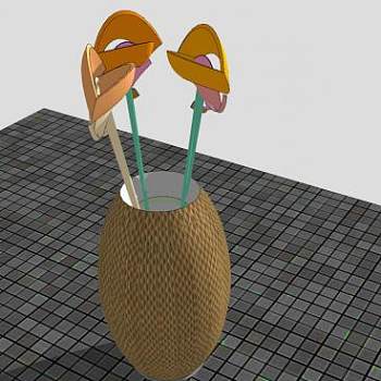 简约观花花瓶SU模型下载_sketchup草图大师SKP模型