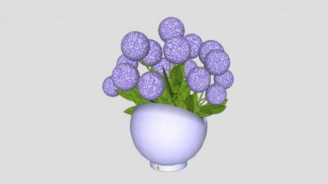 紫色花瓶和鲜花SU模型下载_sketchup草图大师SKP模型