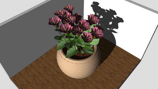 陶瓷盆栽紫色花卉SU模型下载_sketchup草图大师SKP模型