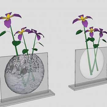 双纹理花卉花瓶SU模型下载_sketchup草图大师SKP模型