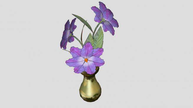 陶瓷花瓶紫色花卉SU模型下载_sketchup草图大师SKP模型