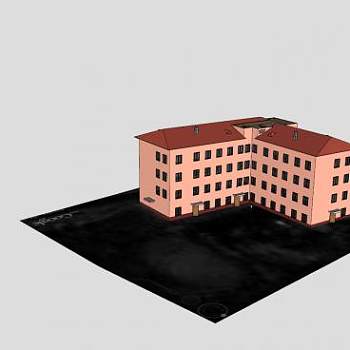 宿舍套房建筑户外SU模型下载_sketchup草图大师SKP模型