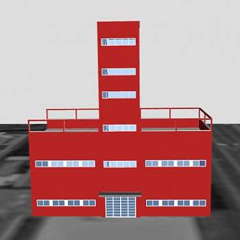 现代红色建筑户外SU模型下载_sketchup草图大师SKP模型