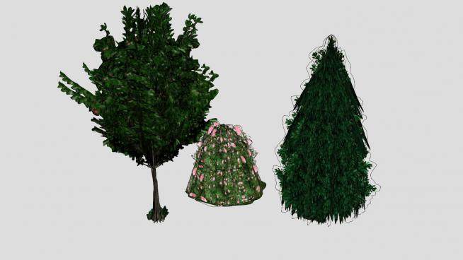 树林和玫瑰灌木SU模型下载_sketchup草图大师SKP模型
