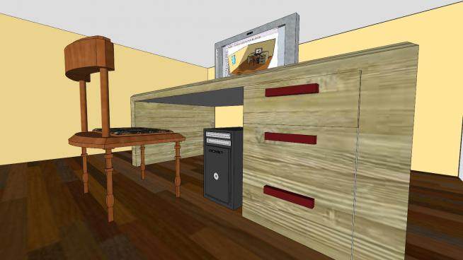 家庭办公室房间SU模型下载_sketchup草图大师SKP模型