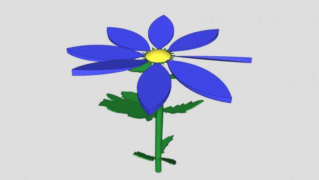 八瓣蓝色花朵SU模型下载_sketchup草图大师SKP模型