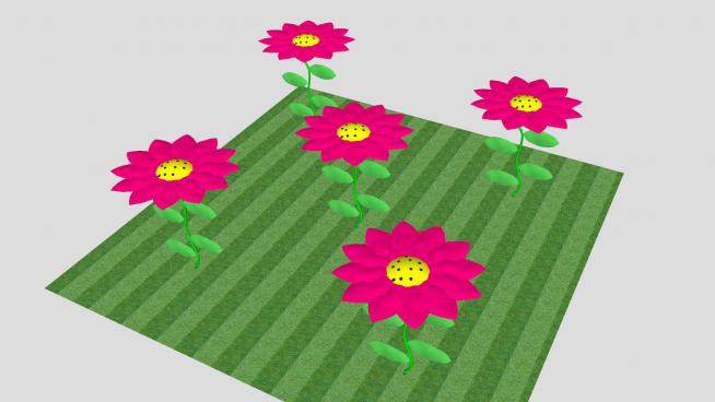 绿地上的花卉SU模型下载_sketchup草图大师SKP模型