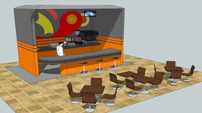 咖啡厅咖啡商店SU模型下载_sketchup草图大师SKP模型