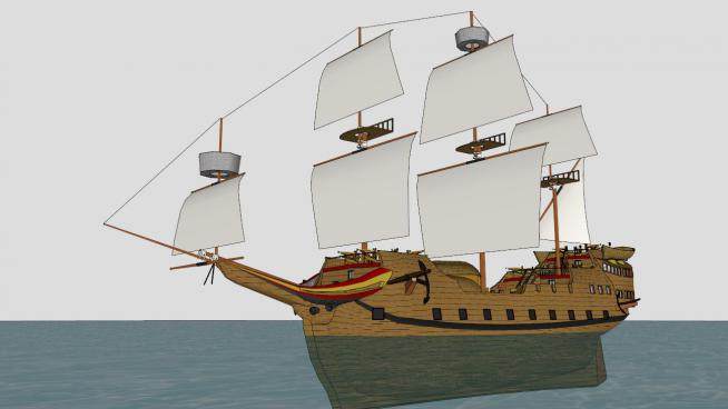帆船和船内部细节SU模型_su模型下载 草图大师模型_SKP模型