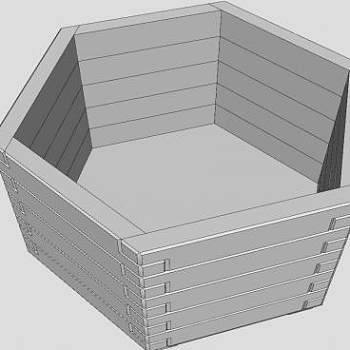 六边形木花盆SU模型下载_sketchup草图大师SKP模型