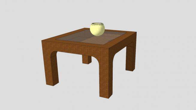 玻璃木桌和陶瓷花盆SU模型下载_sketchup草图大师SKP模型