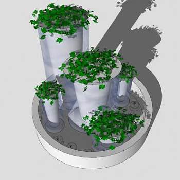 室内植物花盆喷泉SU模型下载_sketchup草图大师SKP模型